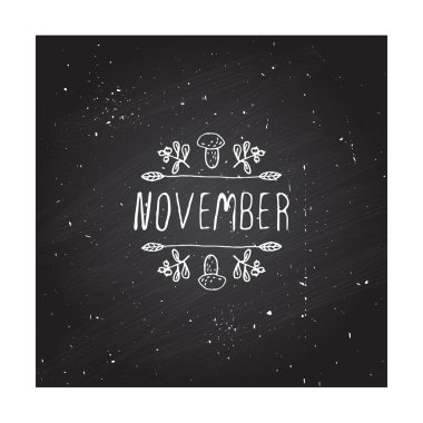 Vektör handdrawn sonbahar öğe metin ile