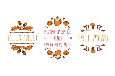 Yazıt ile sonbahar öğeleri el çekilmiş