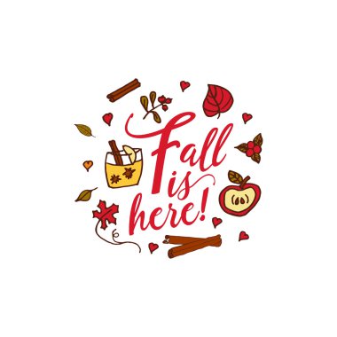 Yazıt ile sonbahar öğeleri el çekilmiş