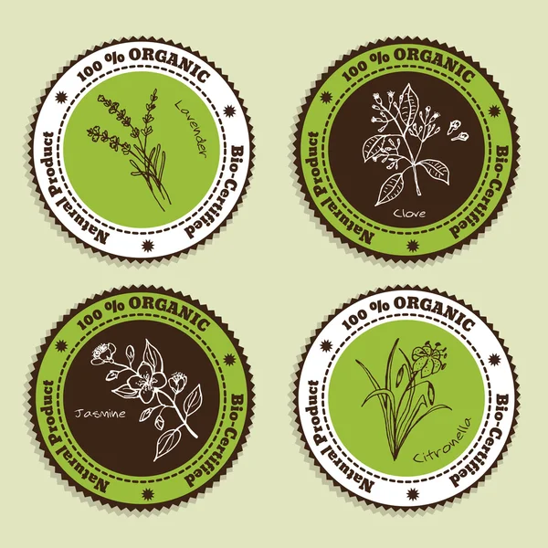 Ensemble de badges de produits biologiques naturels — Image vectorielle