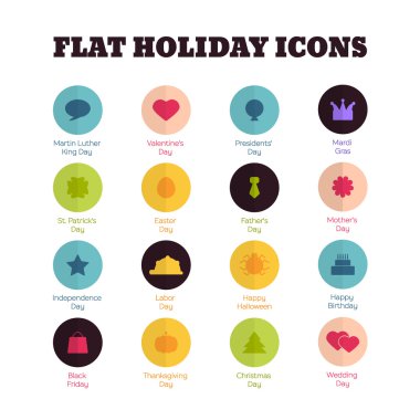 Set of flat icons for main national holidays clipart