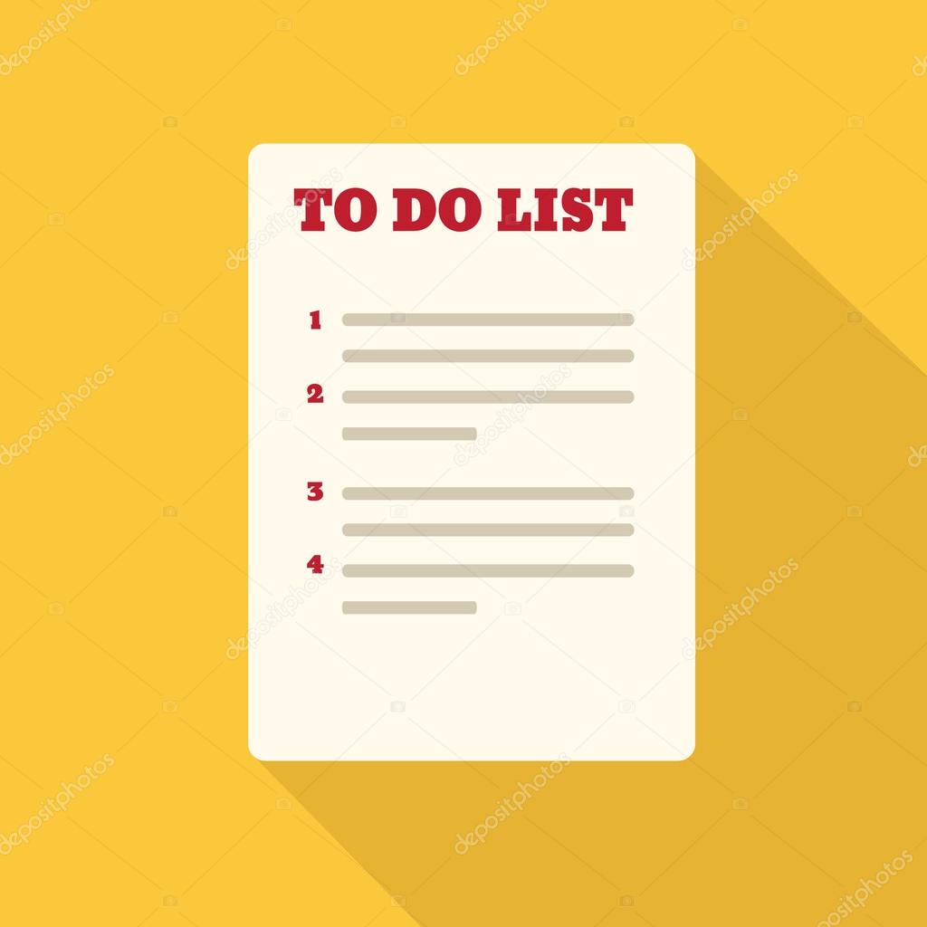 Flat Style Icon with Long Shadow. To Do List