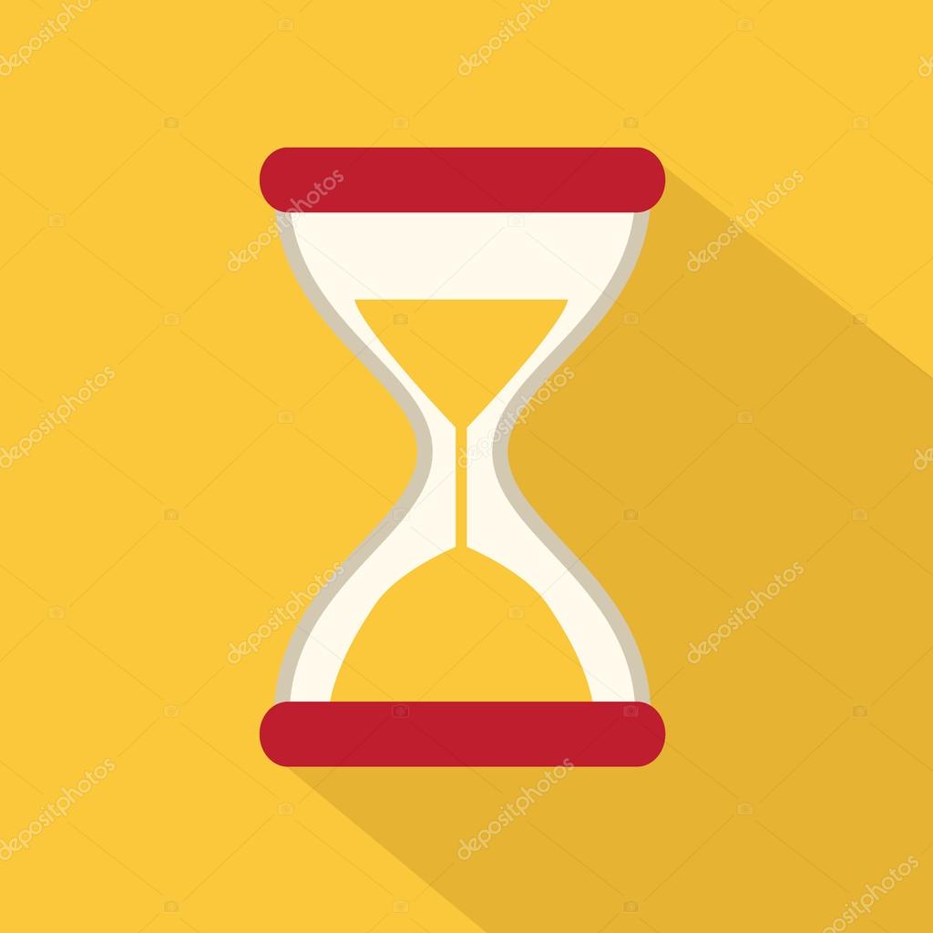 Flat Style Icon with Long Shadow. Sand Glass