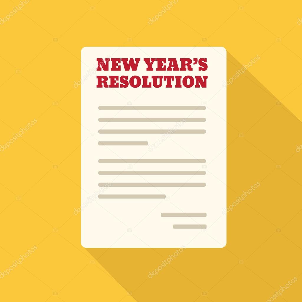 Flat Style Icon with Long Shadow. New Years Resolution