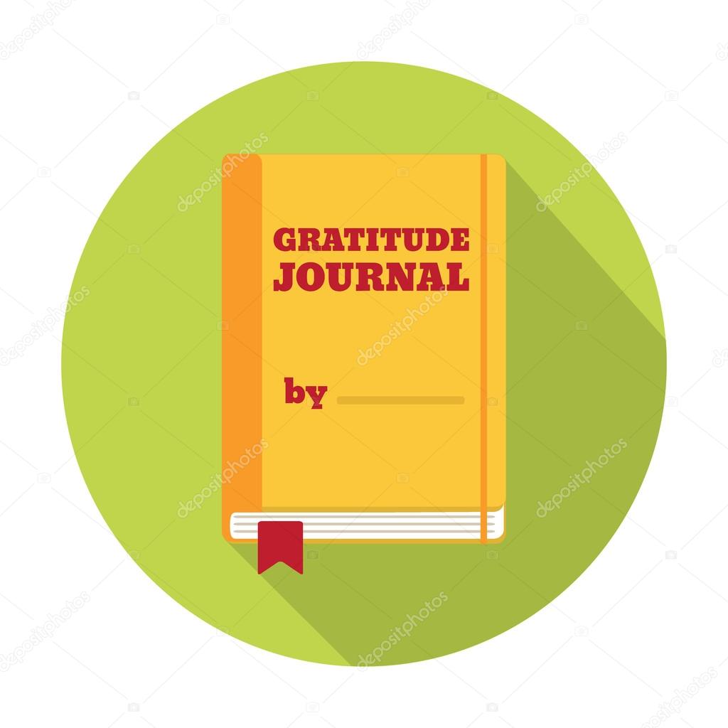 Flat Style Icon with Long Shadow. A gratitude journal. Concept for education, training courses, self-development and how-to articles