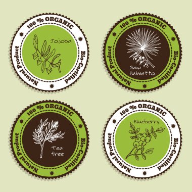 Doğal Organik ürün rozetleri kümesi