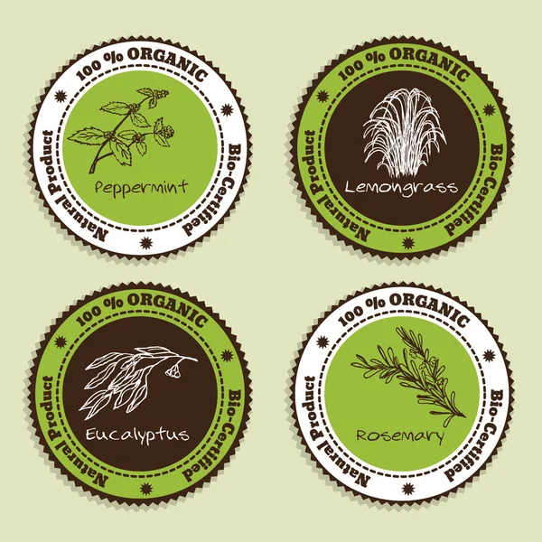 Verzameling van biologische natuurproduct badges — Stockvector