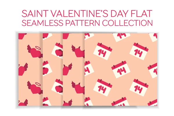 Día de San Valentín icono plano conjunto — Archivo Imágenes Vectoriales