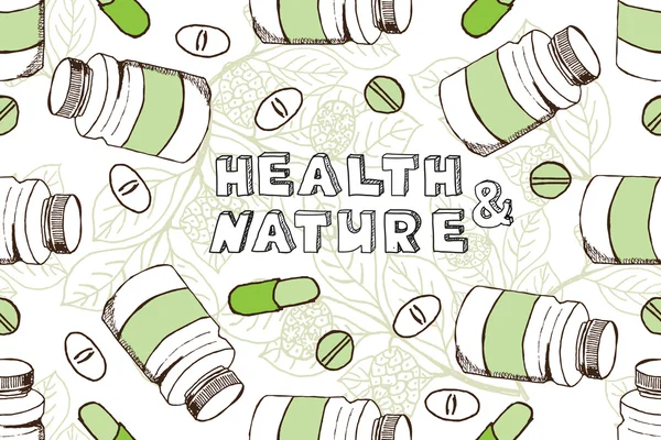 健康と自然のサプリメント コレクション — ストックベクタ