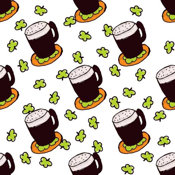 Patrón sin costura de estilo Doodle para el día de San Patricio — Vector de stock