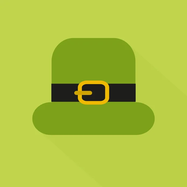 Ploché styl ikona s dlouhý stín. Green St. Patricks Day hat — Stockový vektor