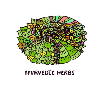 Zentangle öğesi. Ayurveda otlar