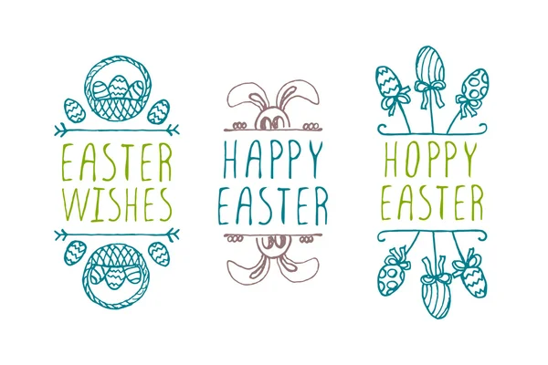 Kézzel rajzolt húsvéti tipográfiai elemek — Stock Vector