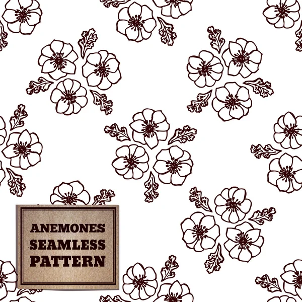 รูปแบบไร้เย็บด้วยช่อดอกไม้ของ anemones — ภาพเวกเตอร์สต็อก