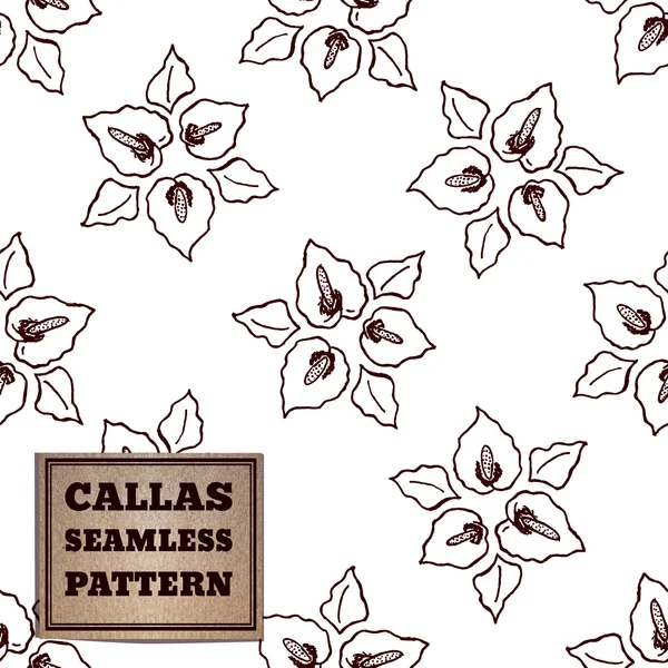 Bezešvé vzor s kyticí Callas — Stockový vektor
