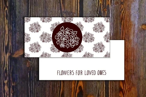 シームレスなパターンと花の要素カード テンプレート — ストックベクタ