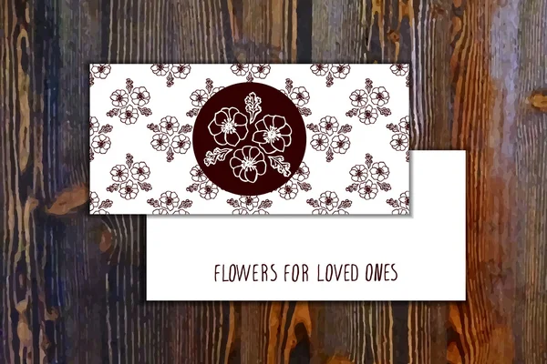 Kartenvorlage mit nahtlosem Muster und floralem Element — Stockvektor