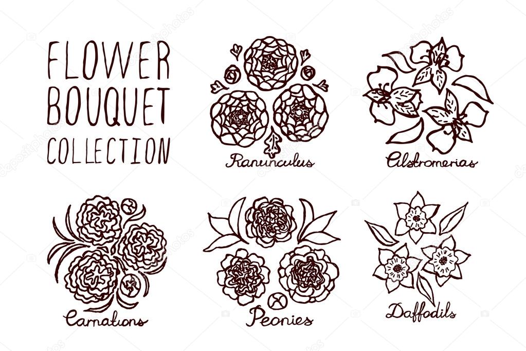 Handsketched bouquets collection