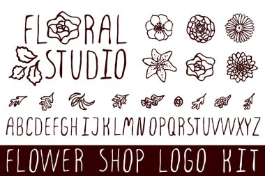 Çiçek mağazaları için logo seti
