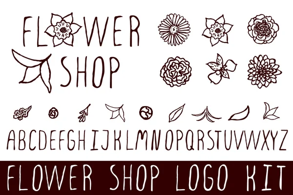 Logo kit for flower shops — Stock Vector