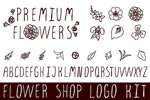 Logo kit for flower shops — Stock Vector