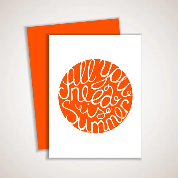 Card with orange summer lettering element — Stock Vector