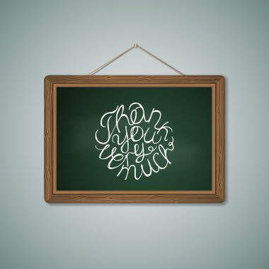 Green Chalkboard. Mockup Template with Lettering Element