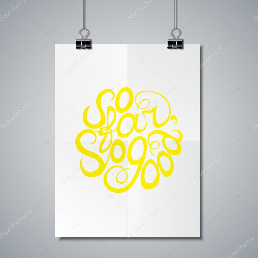 Poster Mockup Template with Lettering Element.  So far so good