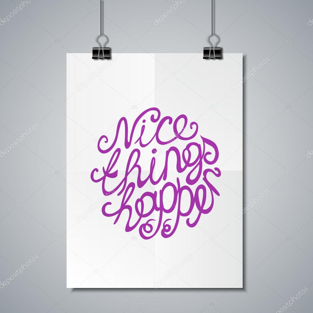 Poster Mockup Template with Lettering Element. Nice things happen