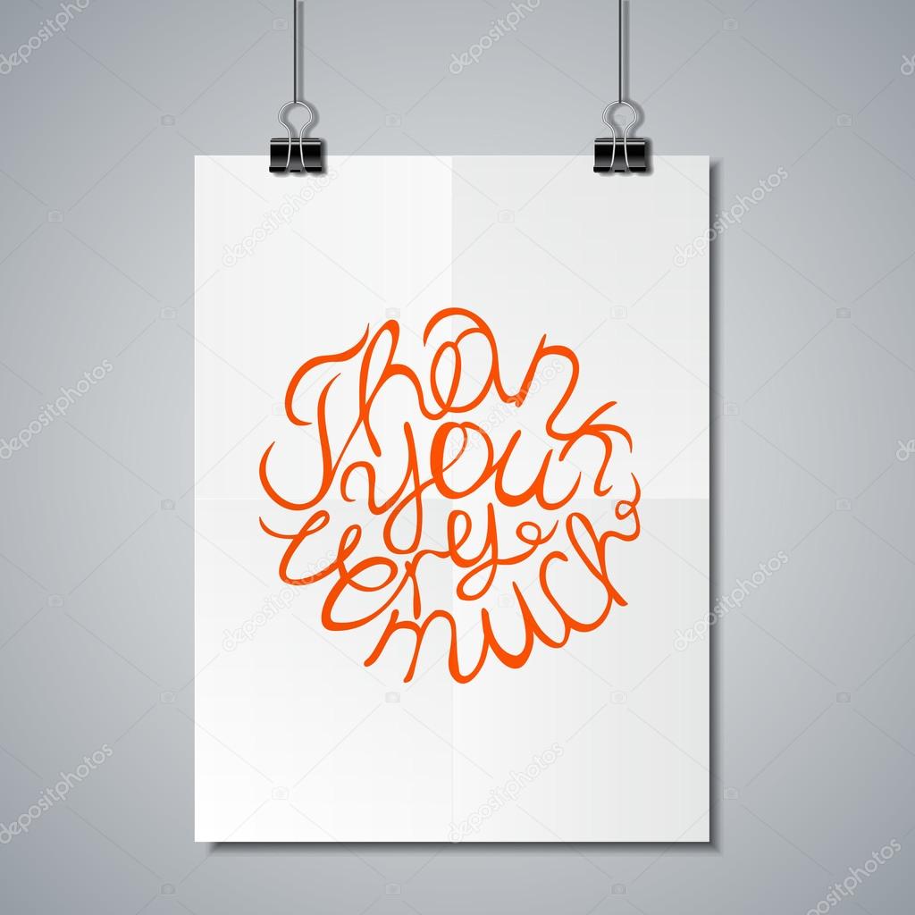 Poster Mockup Template with Lettering Element. Thank you very much