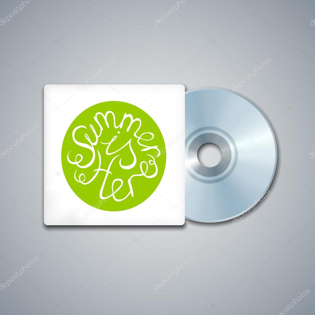 Mixed CD Cover. Mockup Template with Lettering Element. Summer is here