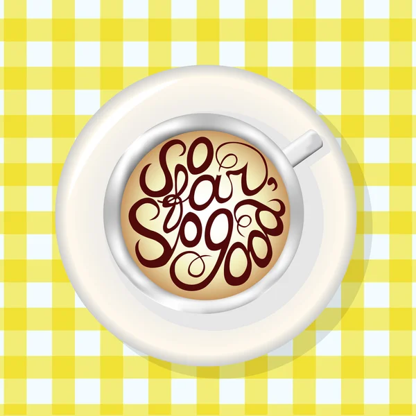 Šálek kávy. Maketa šablona s nápisy prvek — Stockový vektor