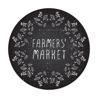 Kara tahta arka plan üzerindeki tipografik öğelerin el çizdi