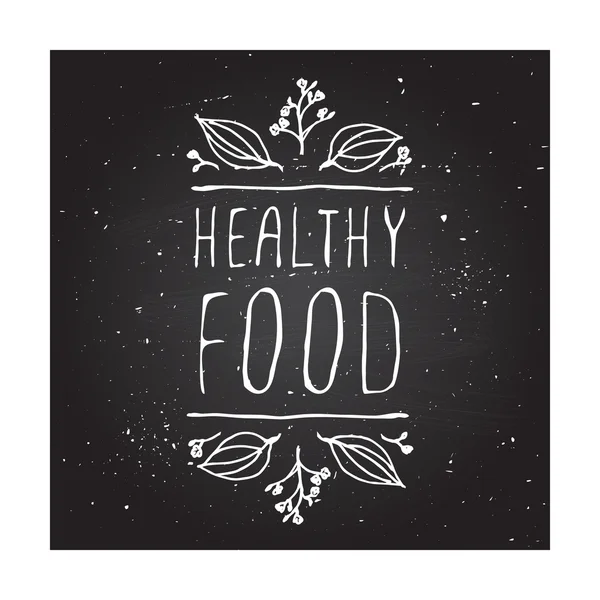 Здоровое питание - этикетка продукта на доске . — стоковый вектор