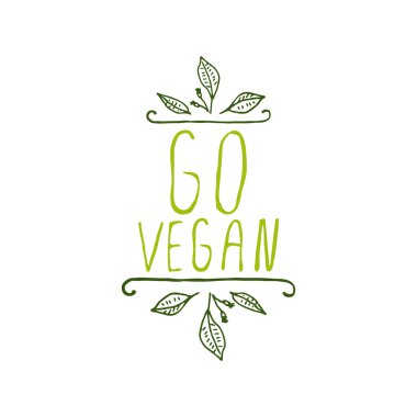 Vegan - ürün etiketi beyaz zemin üzerine gitmek.