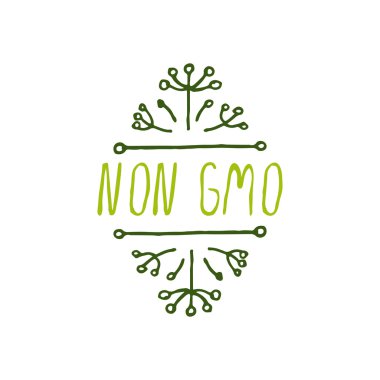 Olmayan GDO - beyaz arka plan üzerinde ürün etiketi.