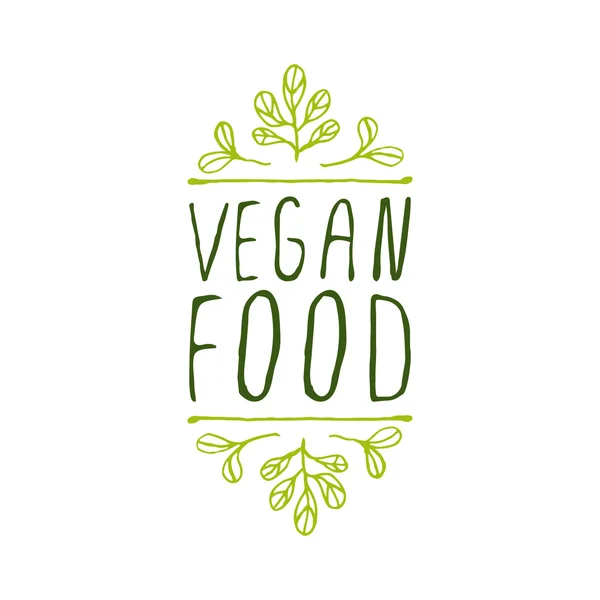 Veganes Essen - Produktetikett auf weißem Hintergrund. — Stockvektor
