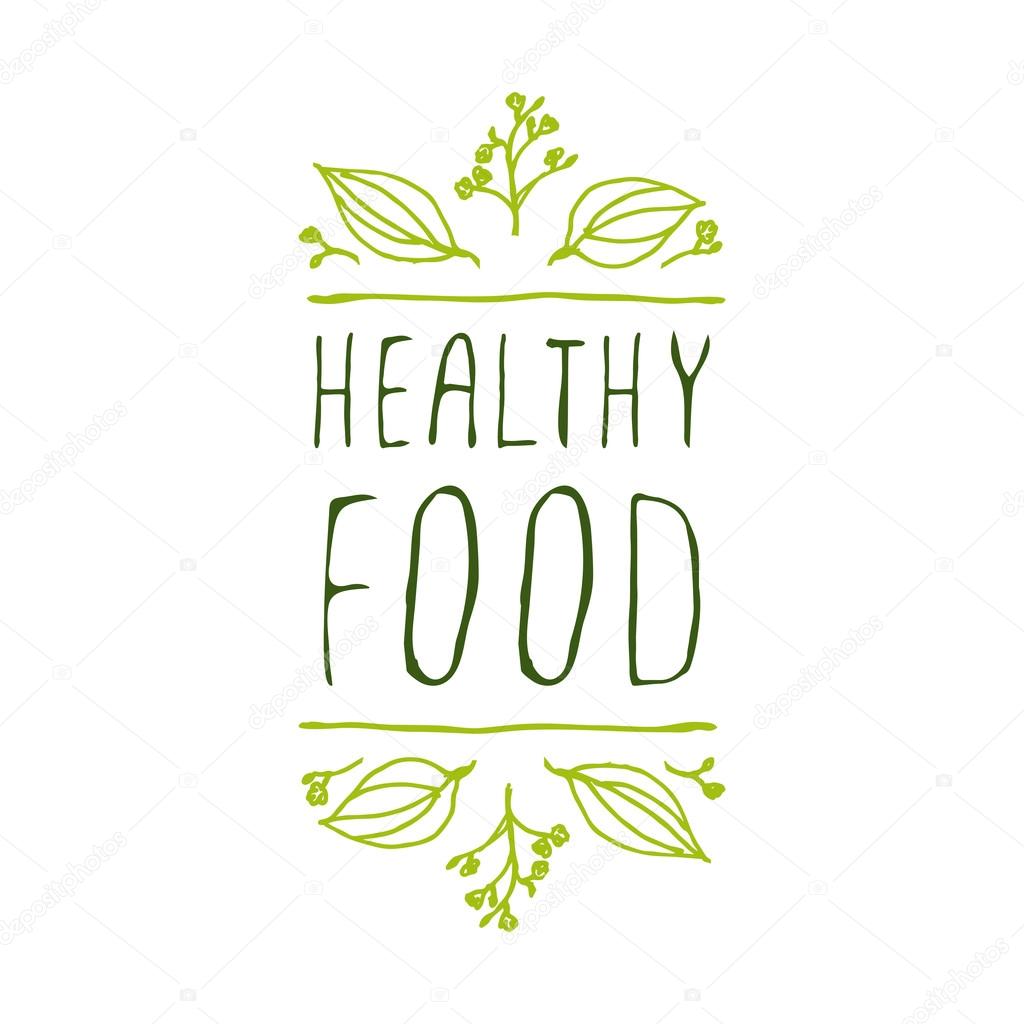 Healthy food - product label on white background.
