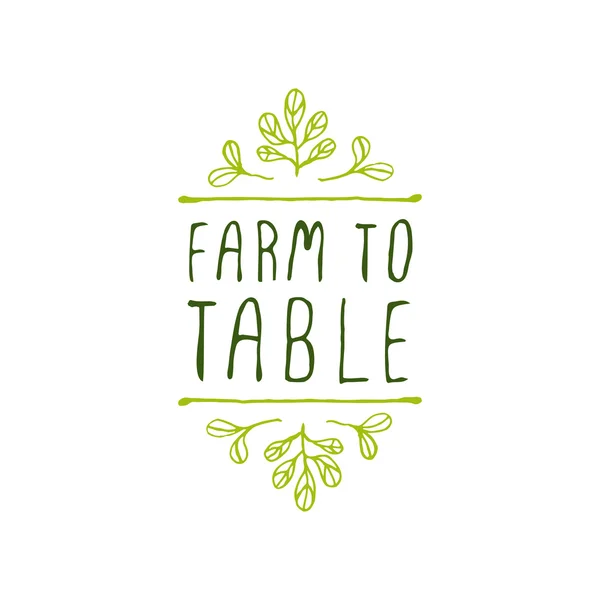 Farma na stůl - označení produktu na bílém pozadí. — Stockový vektor