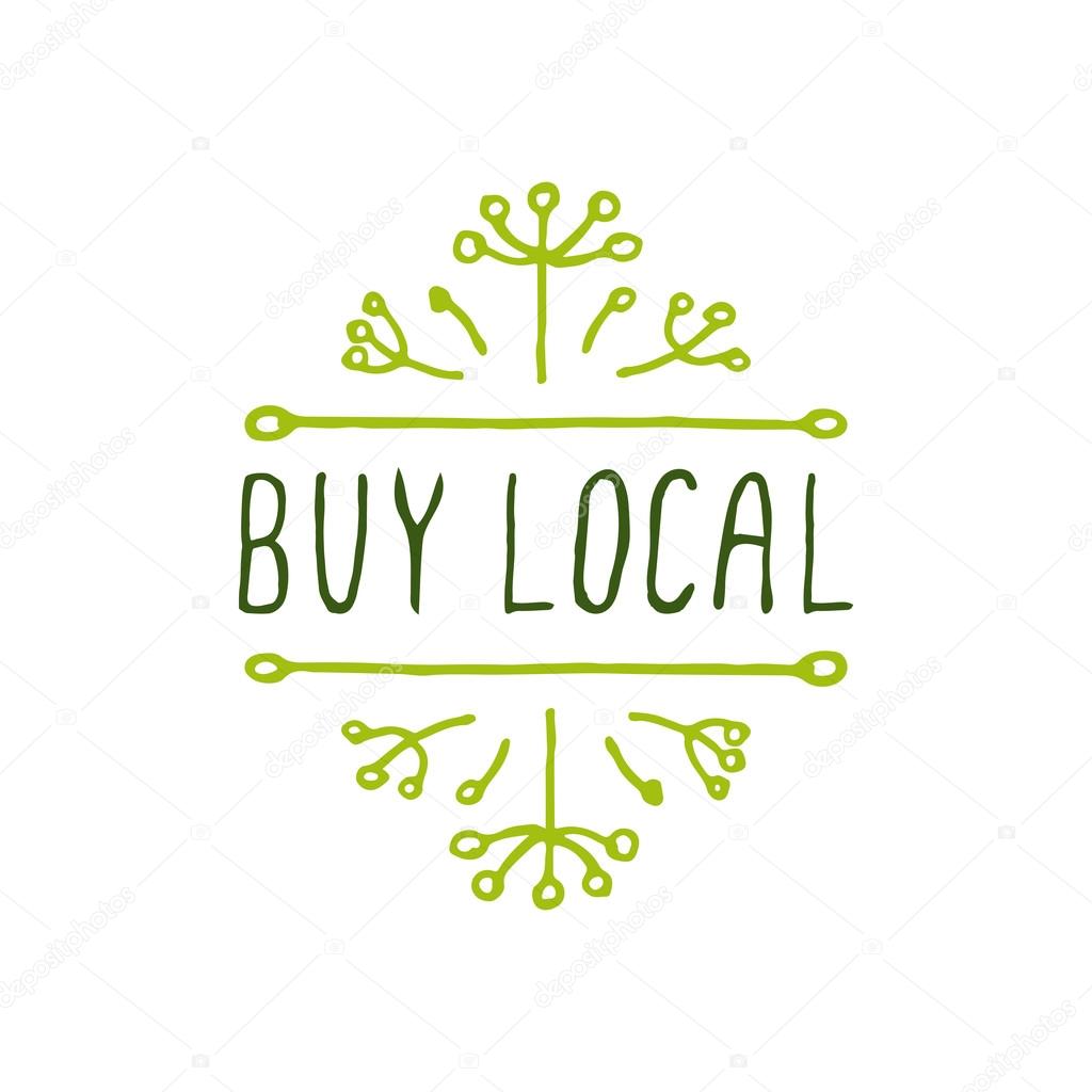 Buy local - product label on white background.