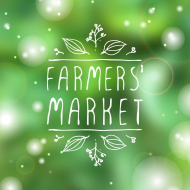 Farmers Market - arka plan bulanık ürün etiketinde.