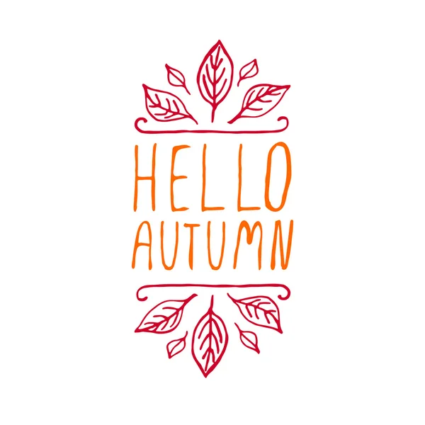 Hello Autumn - elemento tipografico — Vettoriale Stock
