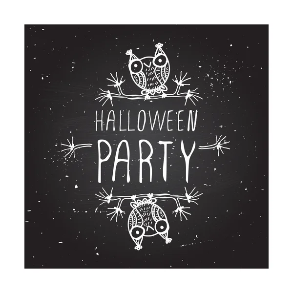 Halloween party on chalkboard background. — Stock Vector