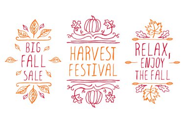 El-kabataslak tipografik öğelerin sonbahar tasarımı için