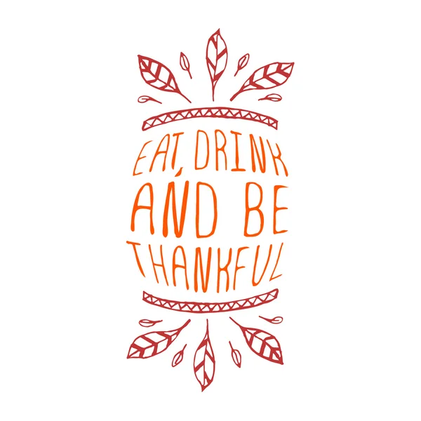 Jíst, pít a být vděčný — Stockový vektor