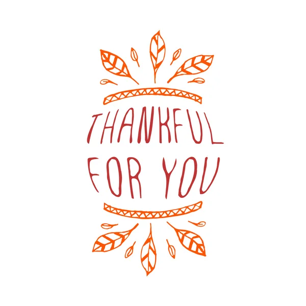 Thankful for you - typographic element — Stock Vector