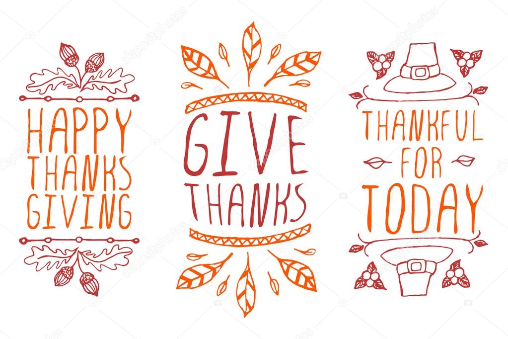 Hand-sketched typographic elements for thanksgiving design