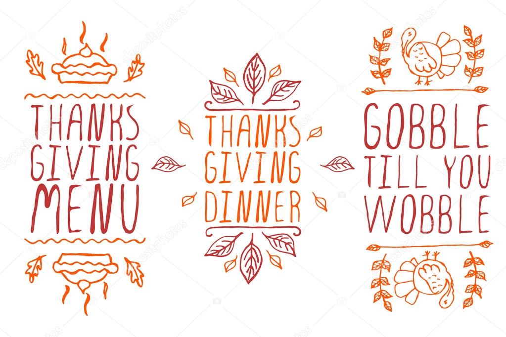 Hand-sketched typographic elements for thanksgiving design