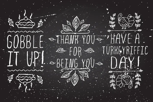 Hand-geschetst typografische elementen voor thanksgiving ontwerp — Stockvector