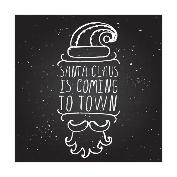 Santa Claus viene a la ciudad - elemento tipográfico de Navidad — Vector de stock